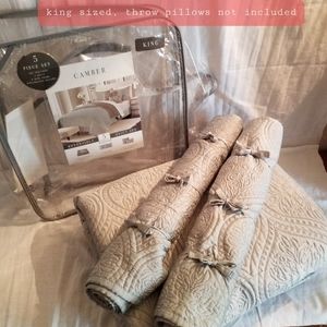 King sized satin sage green quilt set